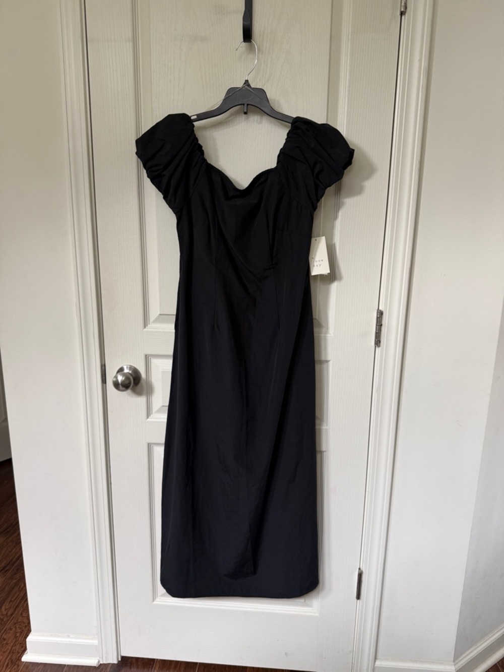 a new day Black Puff-Sleeve Midi Dress